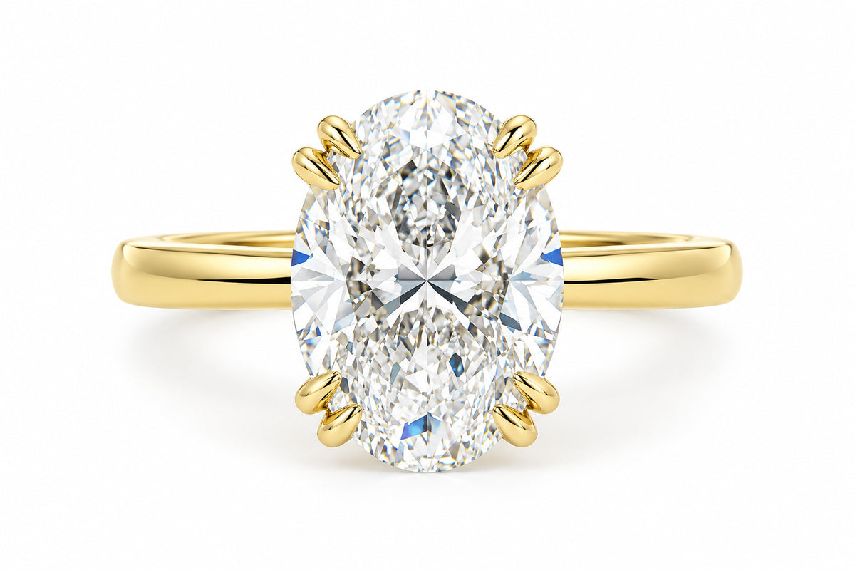 9ct Yellow Gold Lab Grown Diamond Hidden Halo Solitaire Ring 3.06ct