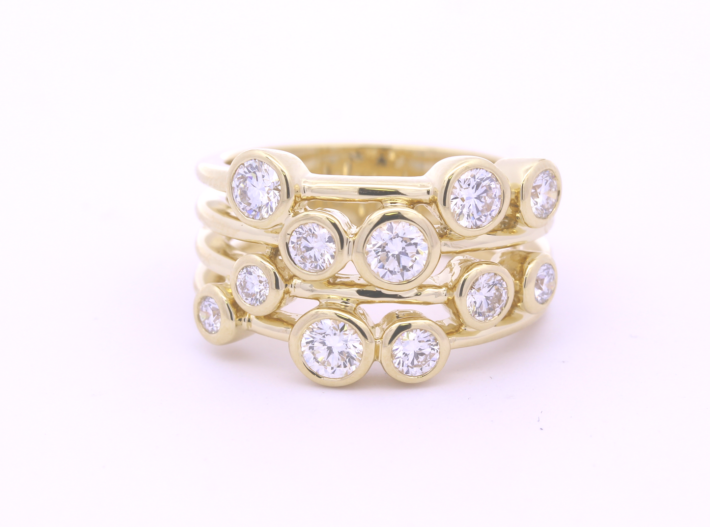 18ct Gold Diamond Bubble Ring 1.08ct