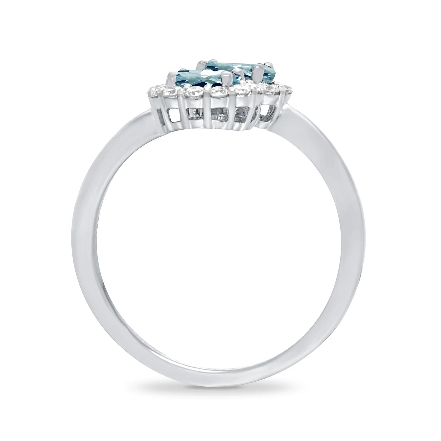 9ct White Gold Aquamarine & Diamond Ring