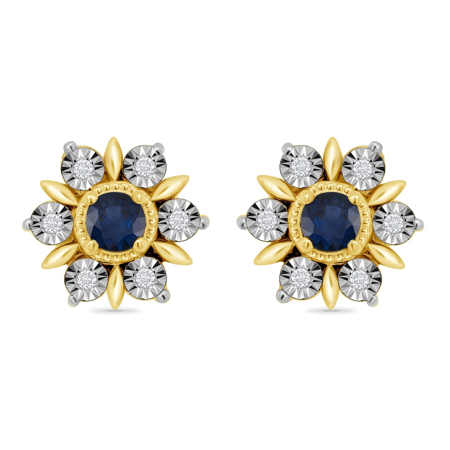 9ct Gold Sapphire and Diamond Earrings