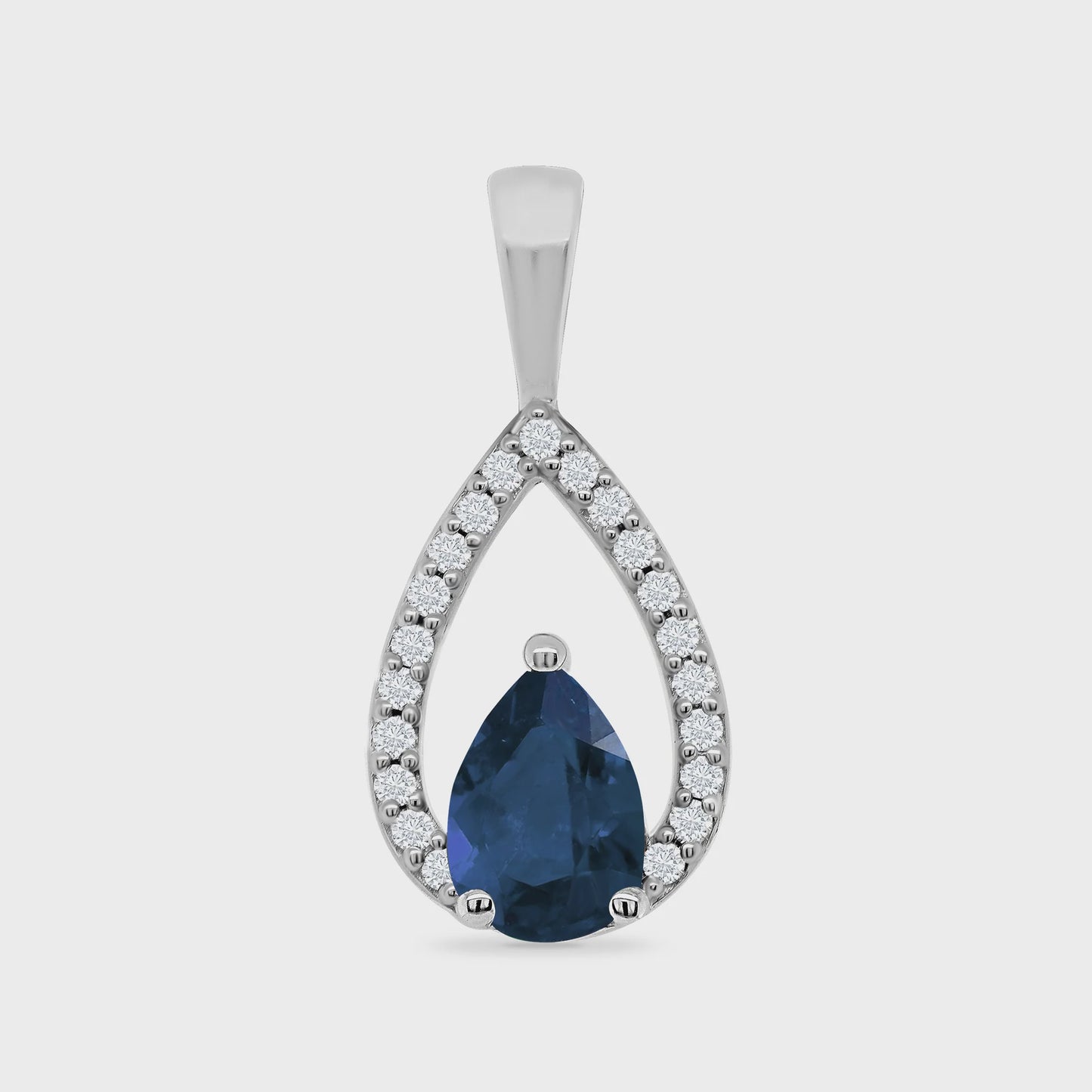 9ct Gold Sapphire & Diamond Teardrop Pendant