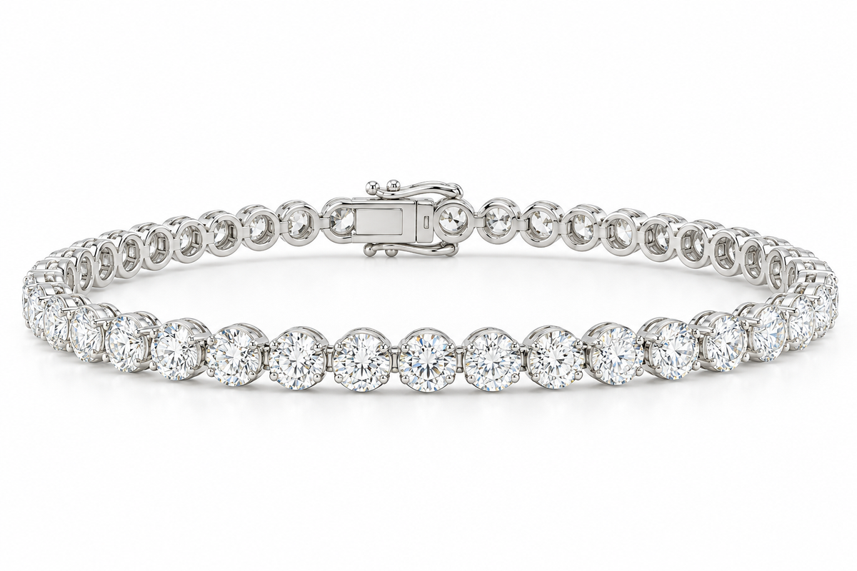 9ct White Gold Lab Grown Diamond Line Bracelet 4.36ct