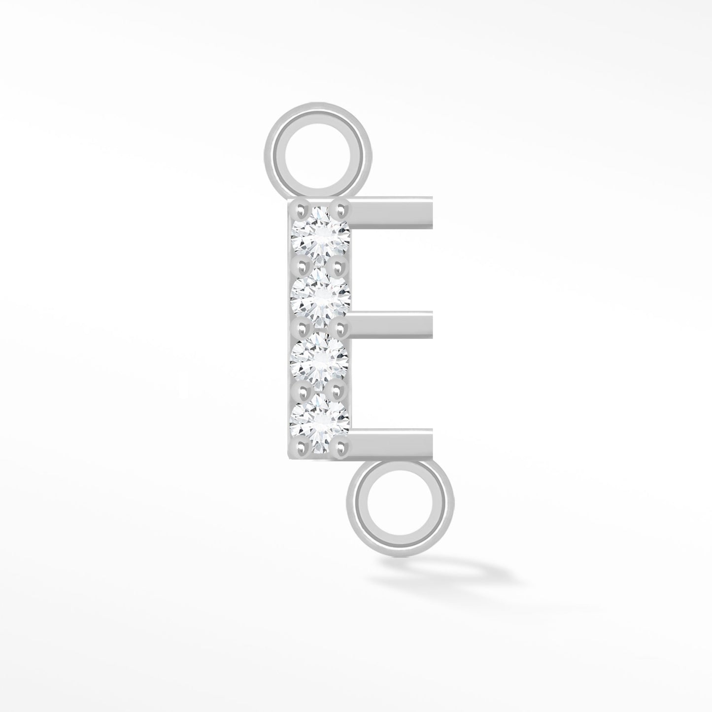 Perma Jewel Silver Moissanite Alphabet Connector E NW1217
