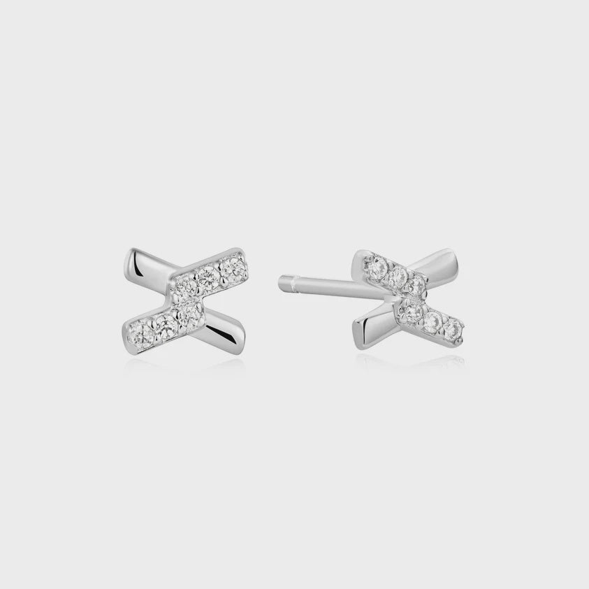 Ania Haie Silver Cross CZ Stud Earrings E061-01H
