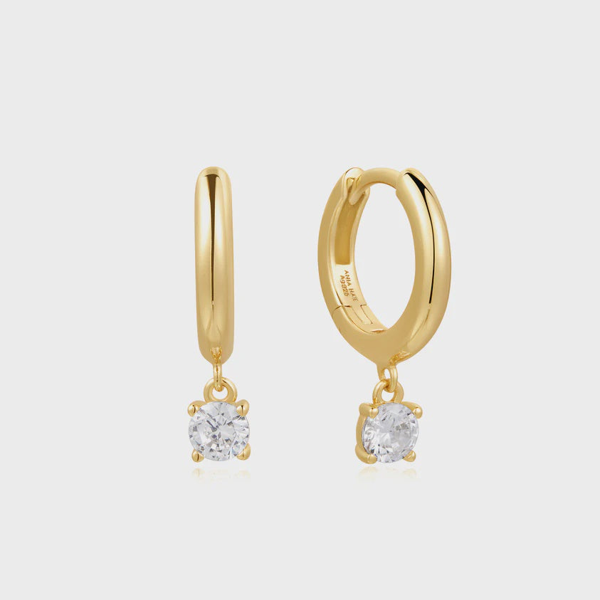 Ania Haie Gold tone Drop Solitaire Huggies E061-08G