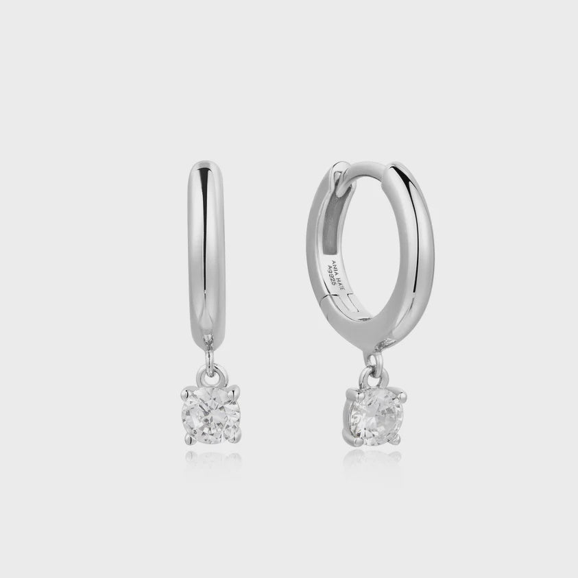 Ania Haie Zoom Silver Drop Solitaire Huggies E061-08H