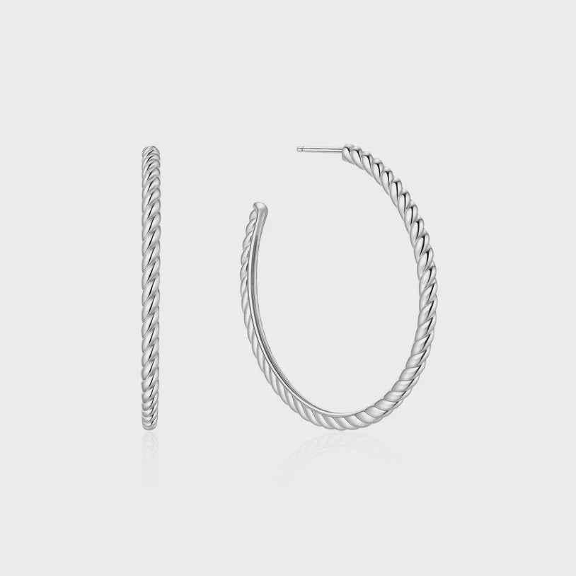 Ania Haie Silver Twisted Oversized Hoop Earrings E072-10H