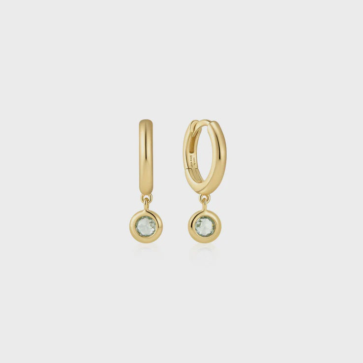 ANIA HAIE Gold Dangling Mint Green Huggie Hoop Earrings E073-04G