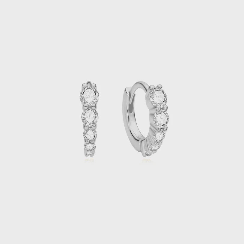 Ania Haie Silver Graduated Sparkle Huggie Hoop Earrings E075-03H