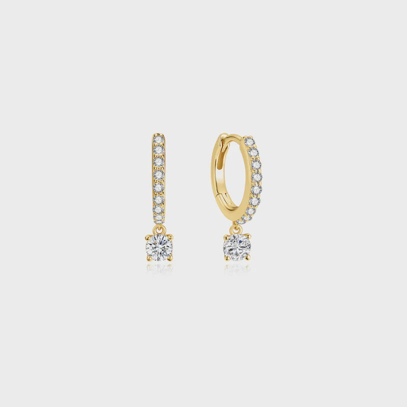 Ania Haie Gold Dangling Sparkle Huggie Hoop Earrings E075-09G