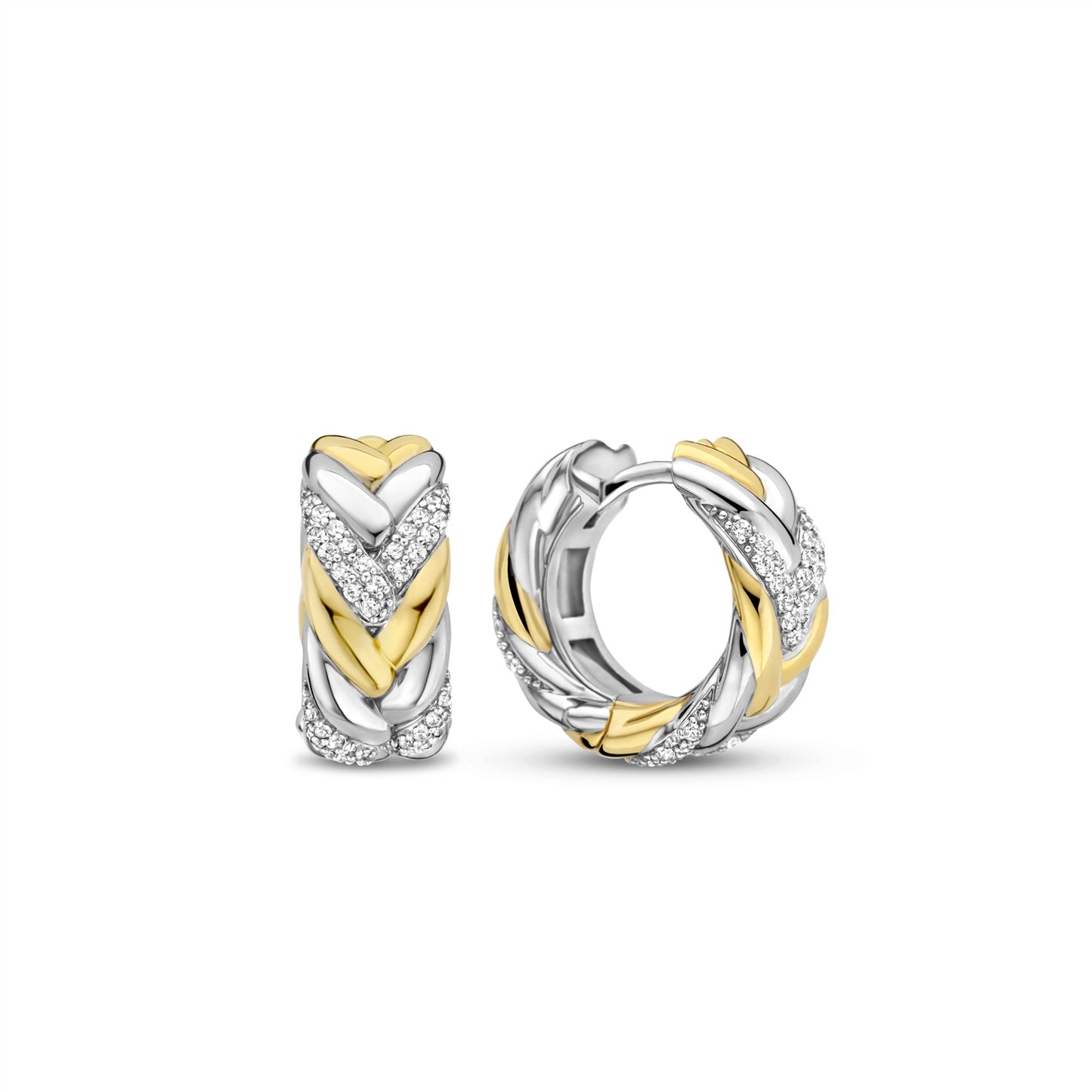 Ti Sento 2 tone CZ Huggie Earrings 7884ZY