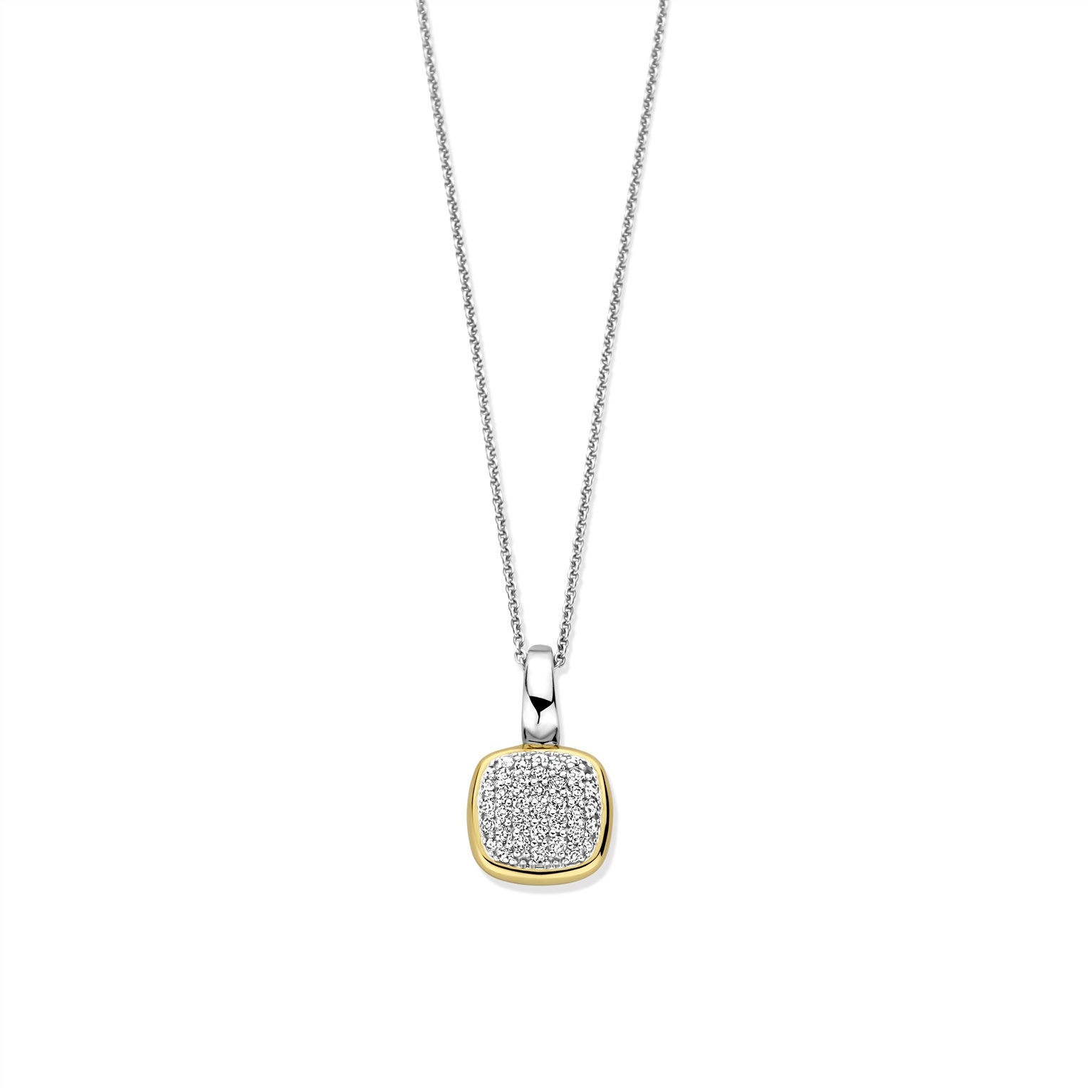 Ti Sento two tone pave set pendant 6837ZY