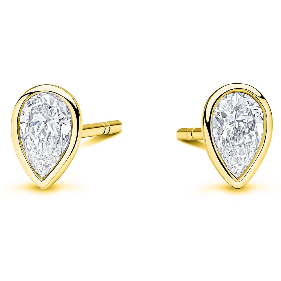 18ct Gold Lab Grown Diamond Earrings - Pear Cut 2.08ct
