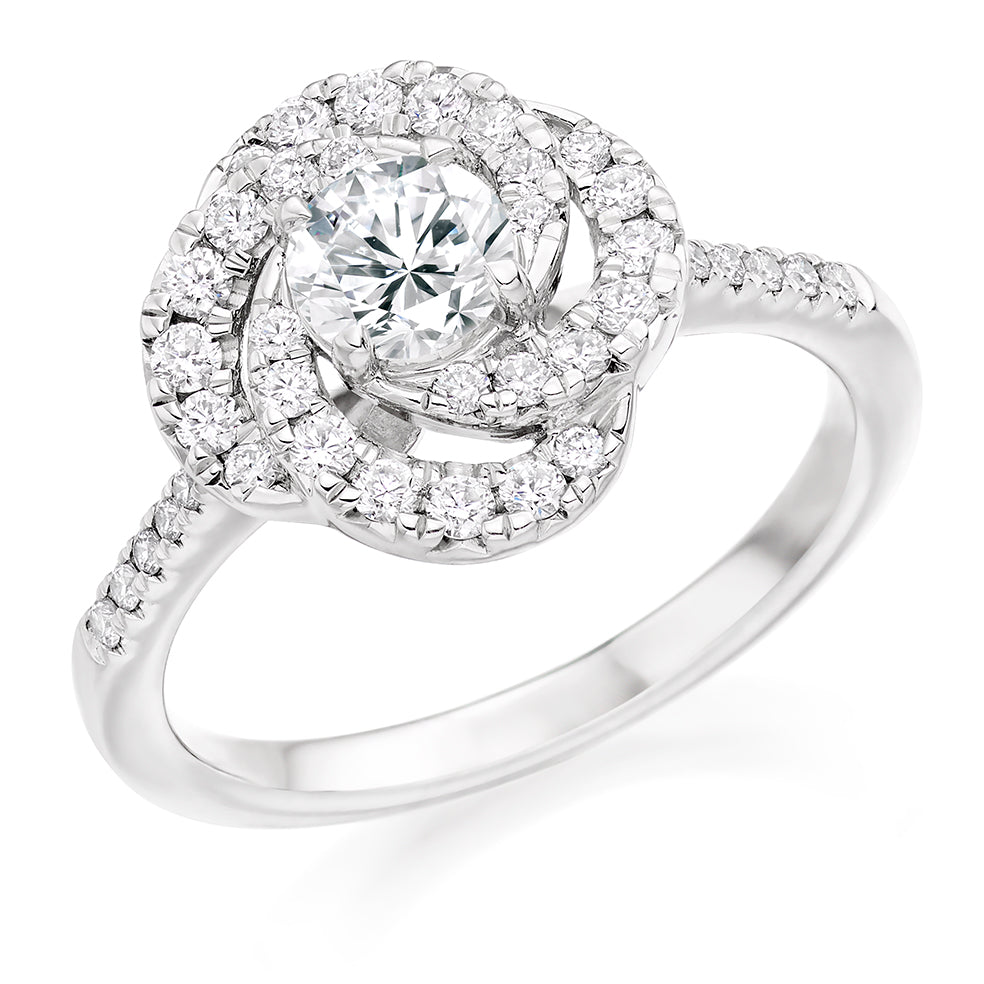 Platinum Diamond Swirl Cluster Ring 0.98ct