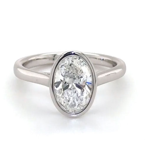 Platinum Rubover Set Lab Grown Diamond Solitaire Ring 1.50ct D VVS2