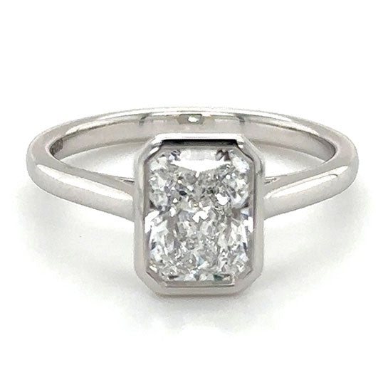 Platinum Radiant Cut Set Lab Grown Diamond Solitaire Ring 1.50ct D VVS2