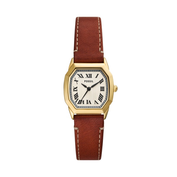 Fossil Gold Tone Brown Strap Harlow Watch ES5364