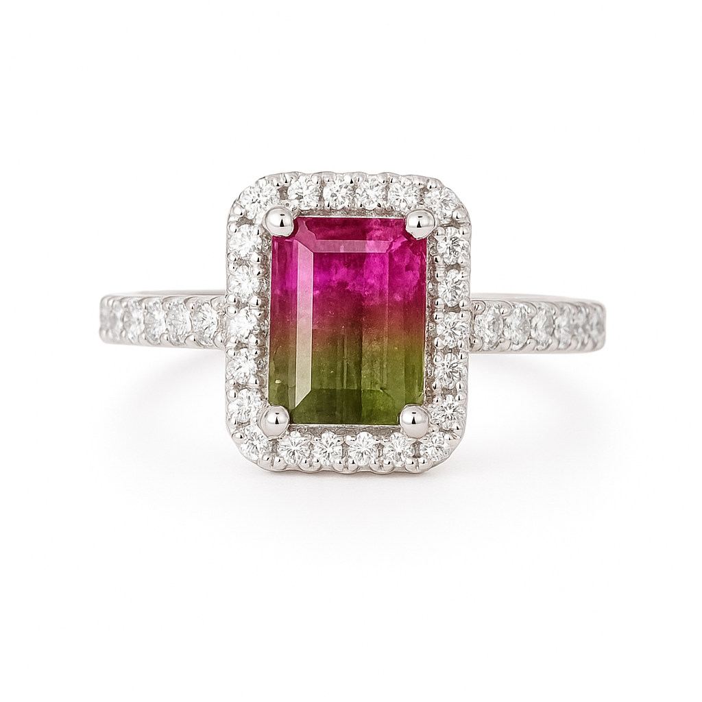 18ct Gold Watermelon Tourmaline Ring