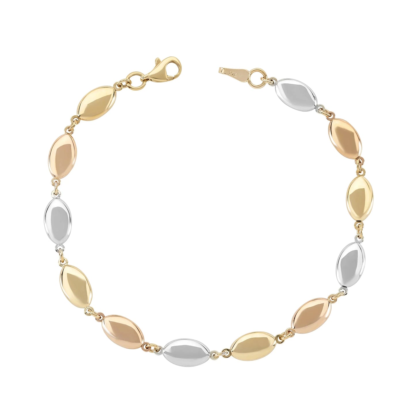 9ct 3 Tone Gold Bracelet