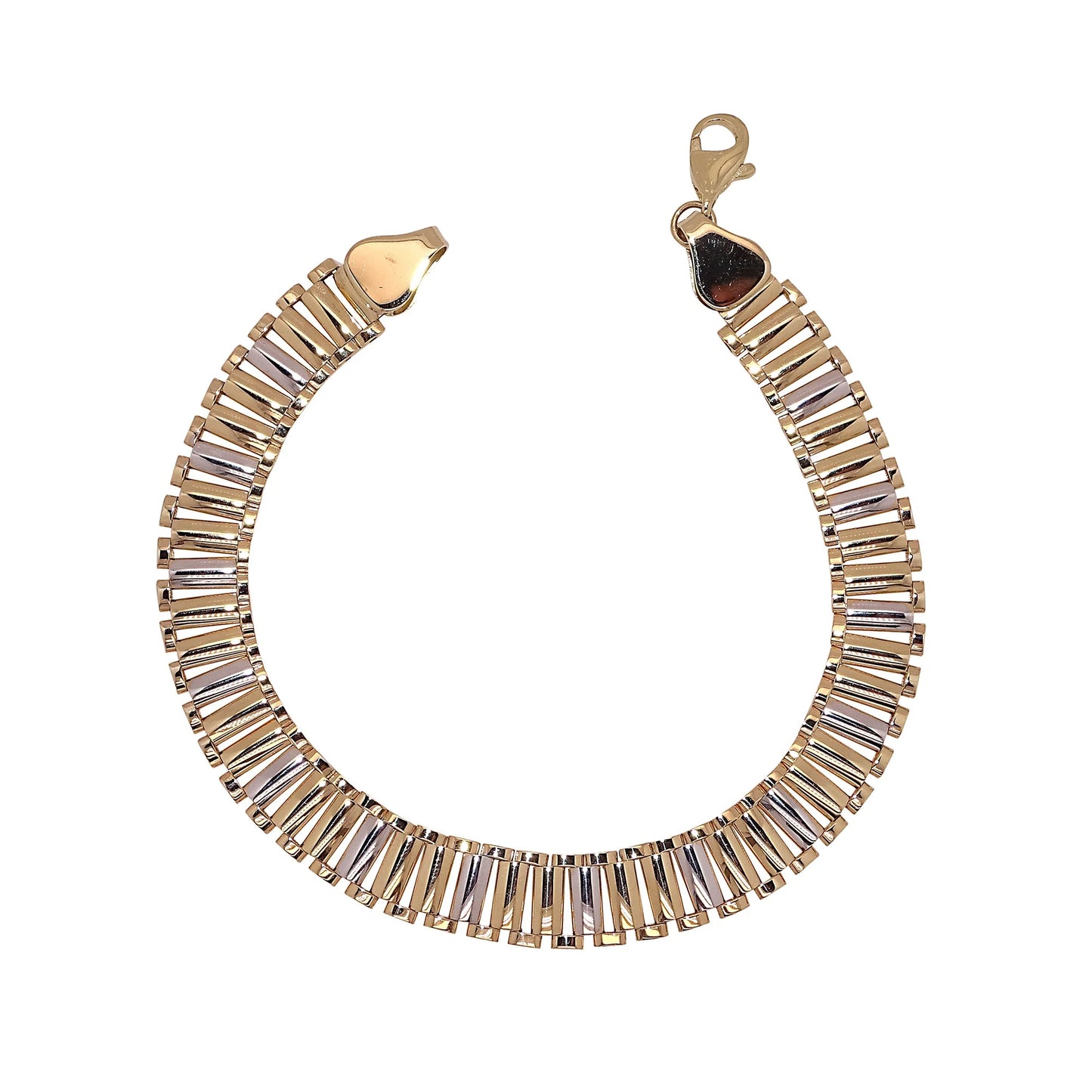 9ct Two Tone Flat Bracelet GBR90