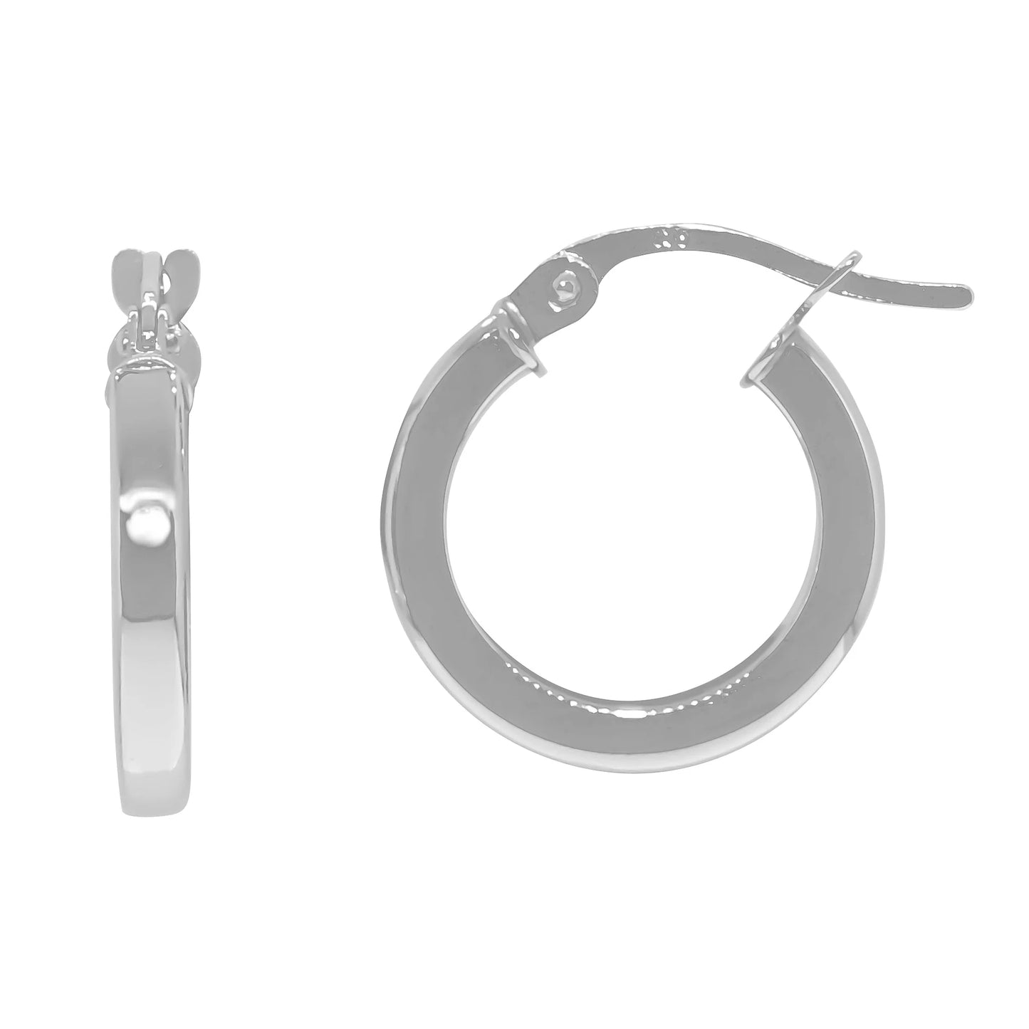9ct White Gold 10mm Square Hoop Earrings