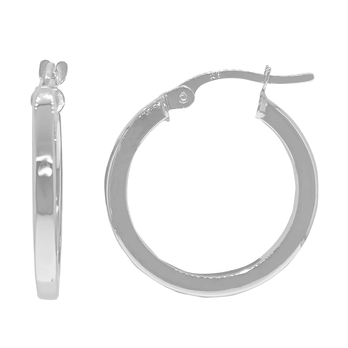 9ct White Gold 15mm Square Hoop Earrings