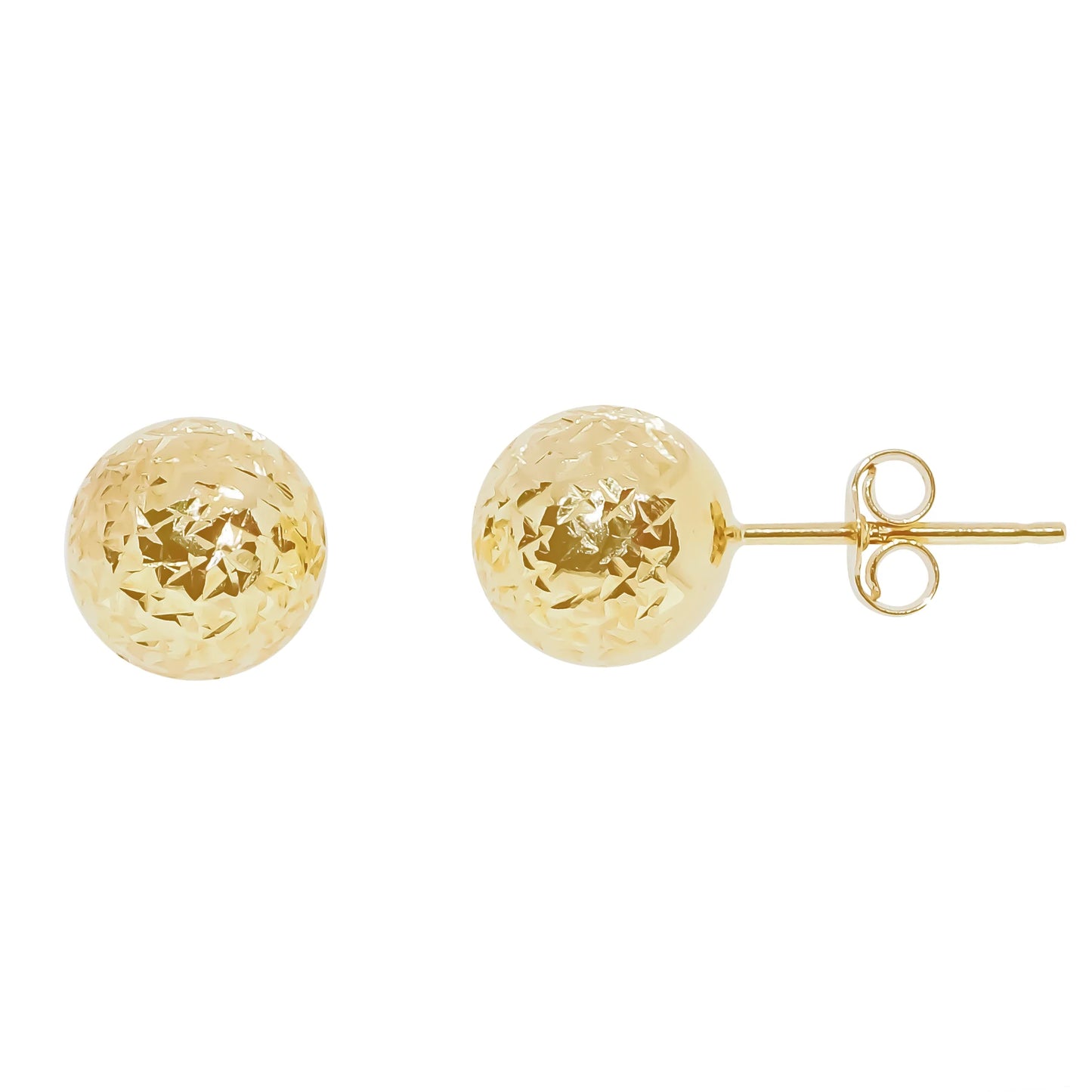 9ct Yellow Gold 8mm Dia Cut Ball Stud Earrings