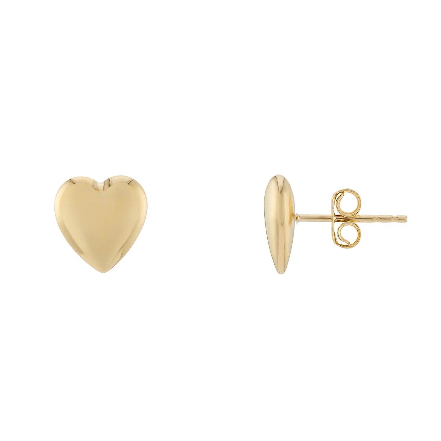 9ct Gold Plain Heart Stud Earrings