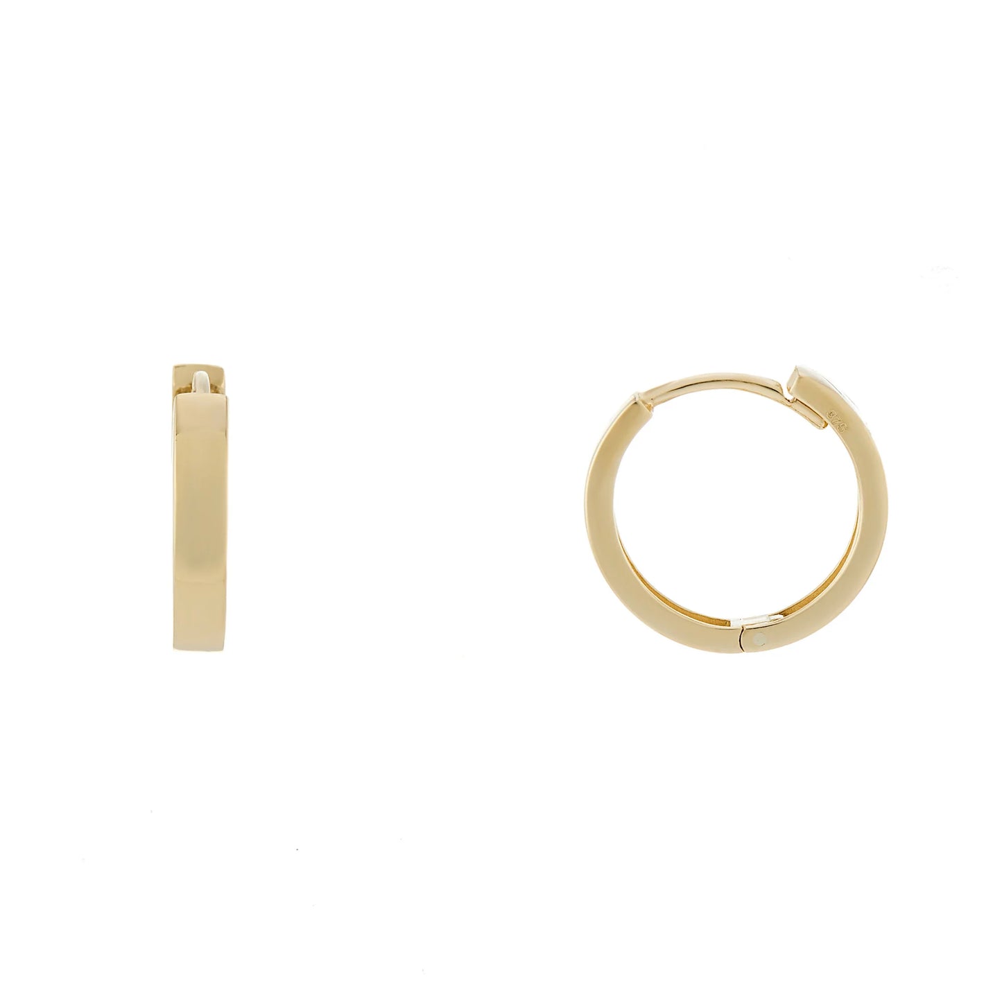9ct Gold Plain Square Huggie Hoop Earrings - GER220