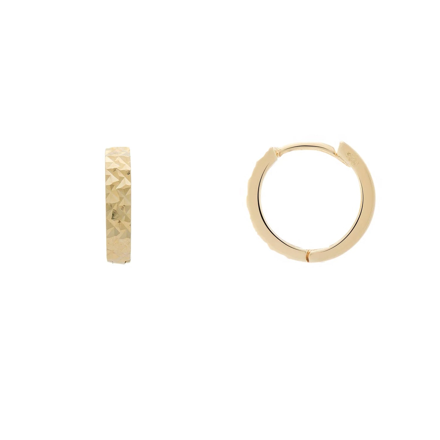 9ct Gold Diamond Cut Huggie Hoop Earrings - GER221