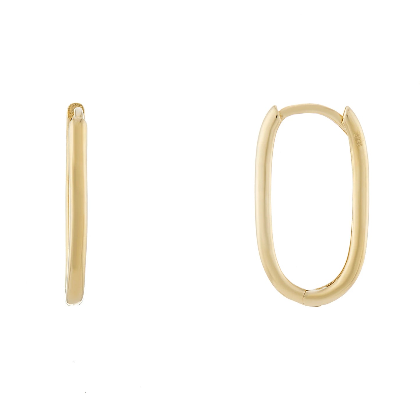 9ct Gold Plain Oval Huggie Hoop Earrings - GER226