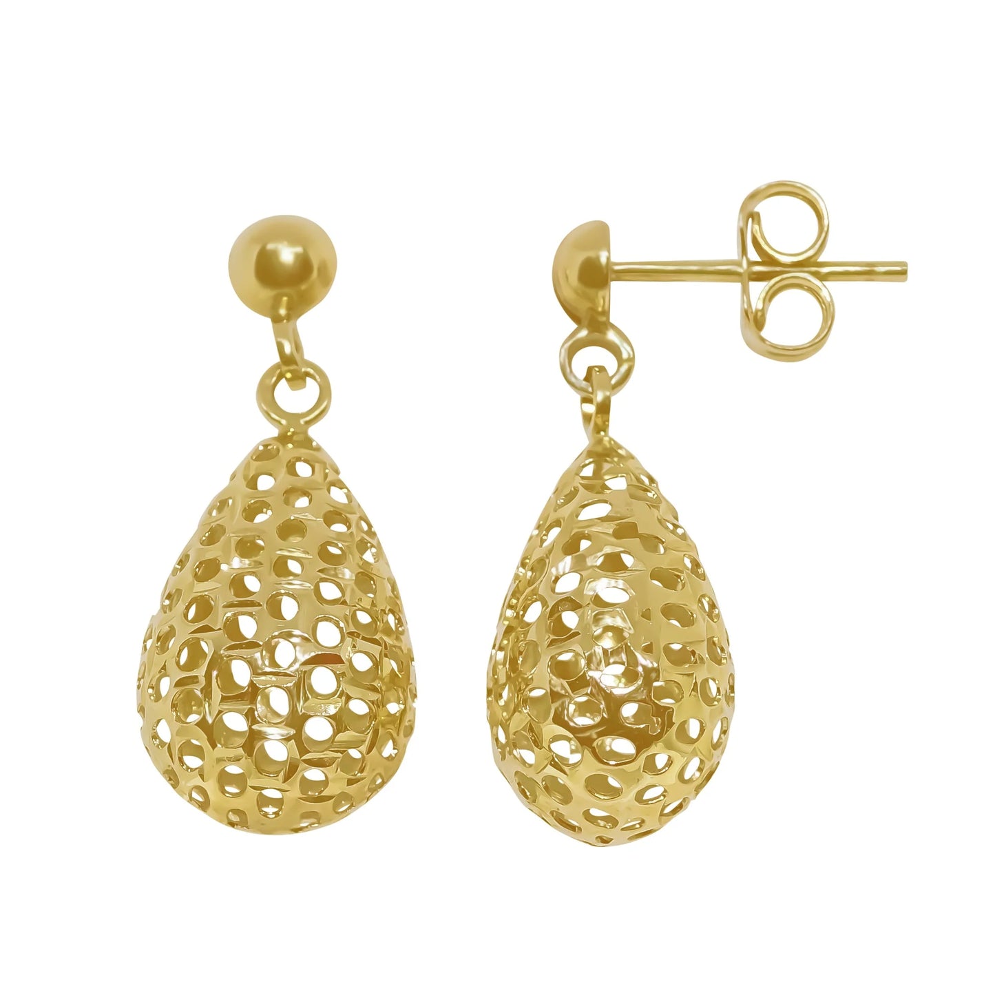 9ct Yellow Gold Openwork Drop Stud Earrings