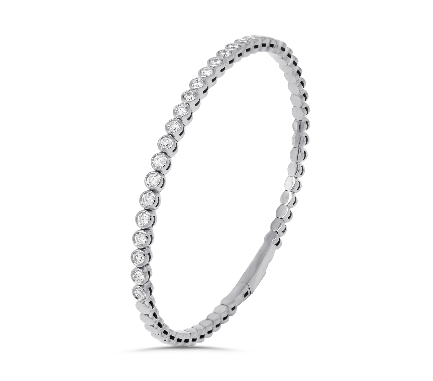 18ct White Gold Rubover Diamond Bangle 1.06ct