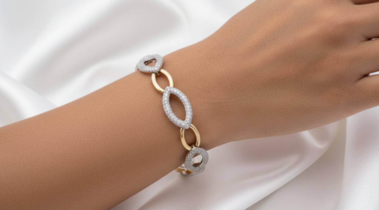 18ct Gold Two Tone Diamond Bracelet