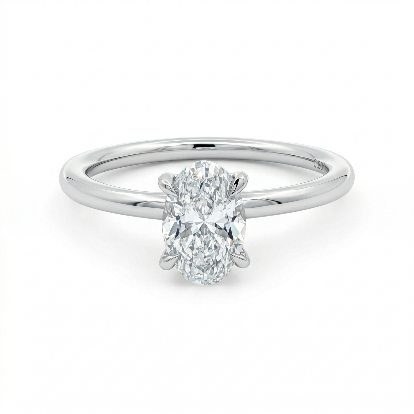 Platinum Lab Grown Oval Cut Diamond Hidden Halo Ring - 1.10ct