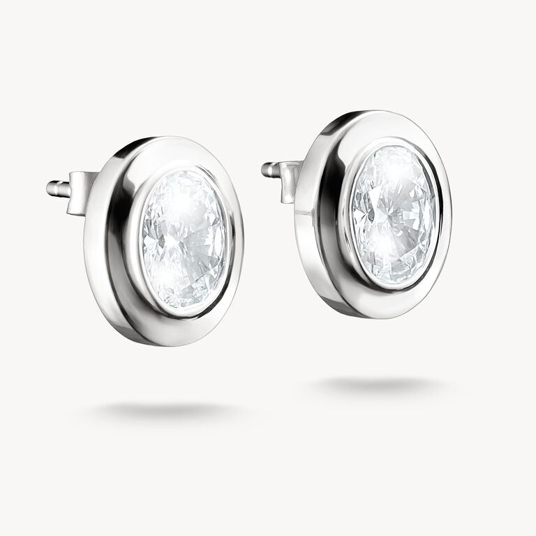 Thomas Sabo Silver Oval Stud Earrings with Zirconia Stones H2342-051-14