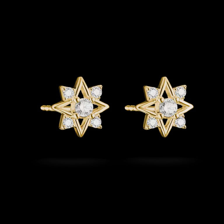 Thomas Sabo Star Stud Earrings with white zirconia 18k gold plated H2380-M01-14
