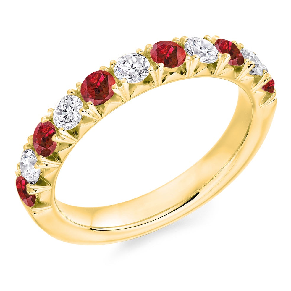 18ct Gold Ruby & Diamond French Pave Set Eternity Ring