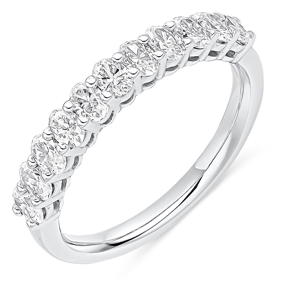 Platinum Oval Cut Diamond Half Eternity Ring 0.80ct