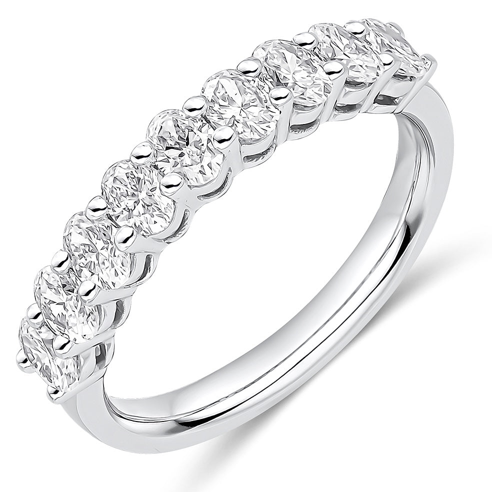 Platinum Diamond Oval Cut Eternity Ring 1.10ct