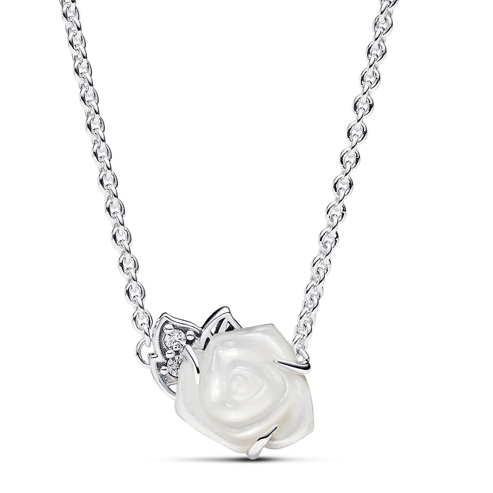 Pandora White Rose in Bloom Collier Necklace 393206C01-45