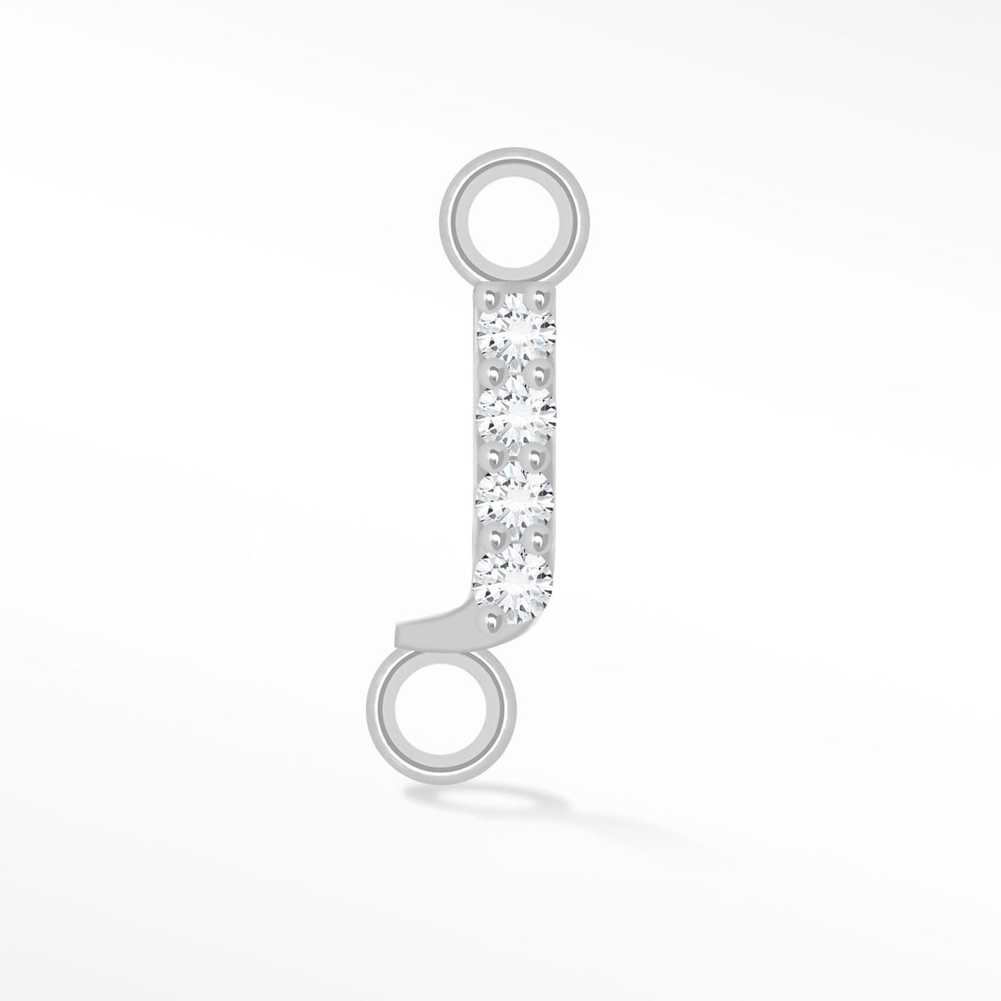 Perma Jewel Silver Moissanite Alphabet Connector J NW1222