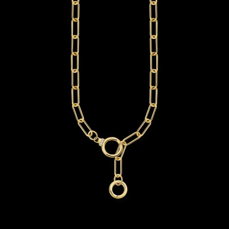 Thomas Sabo Yellow Gold Plated Link Necklace with CZ KE2192-414-14