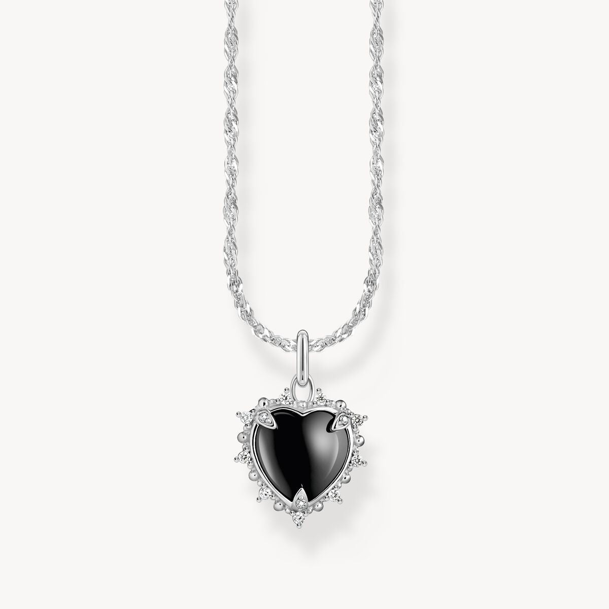 Thomas Sabo Silver Necklace with Black Heart Pendant KE2297-643-11