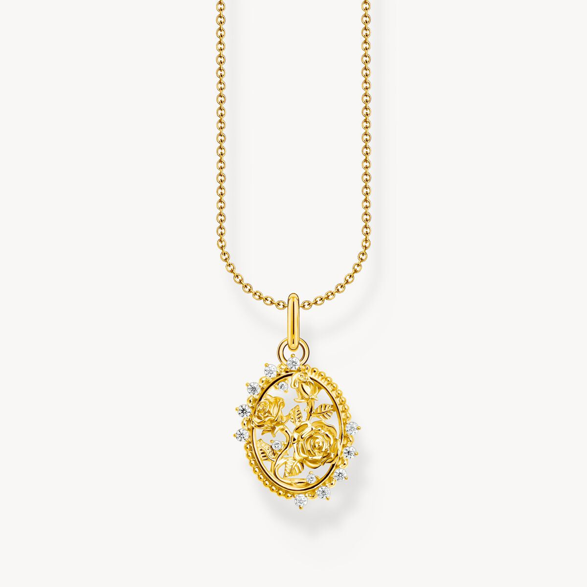 Thomas Sabo Gold Plated Necklace with Roses Pendant KE2301-414-14