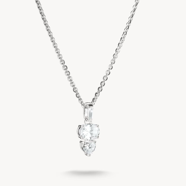 Thomas Sabo Silver Necklace with Oval and Heart Zirconia Stones KE2363-051-14