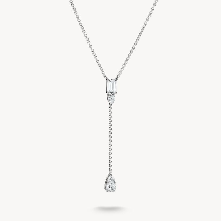 Thomas Sabo Silver Y Necklace with White Zirconia Stones Bold Elegance KE2364-051-14