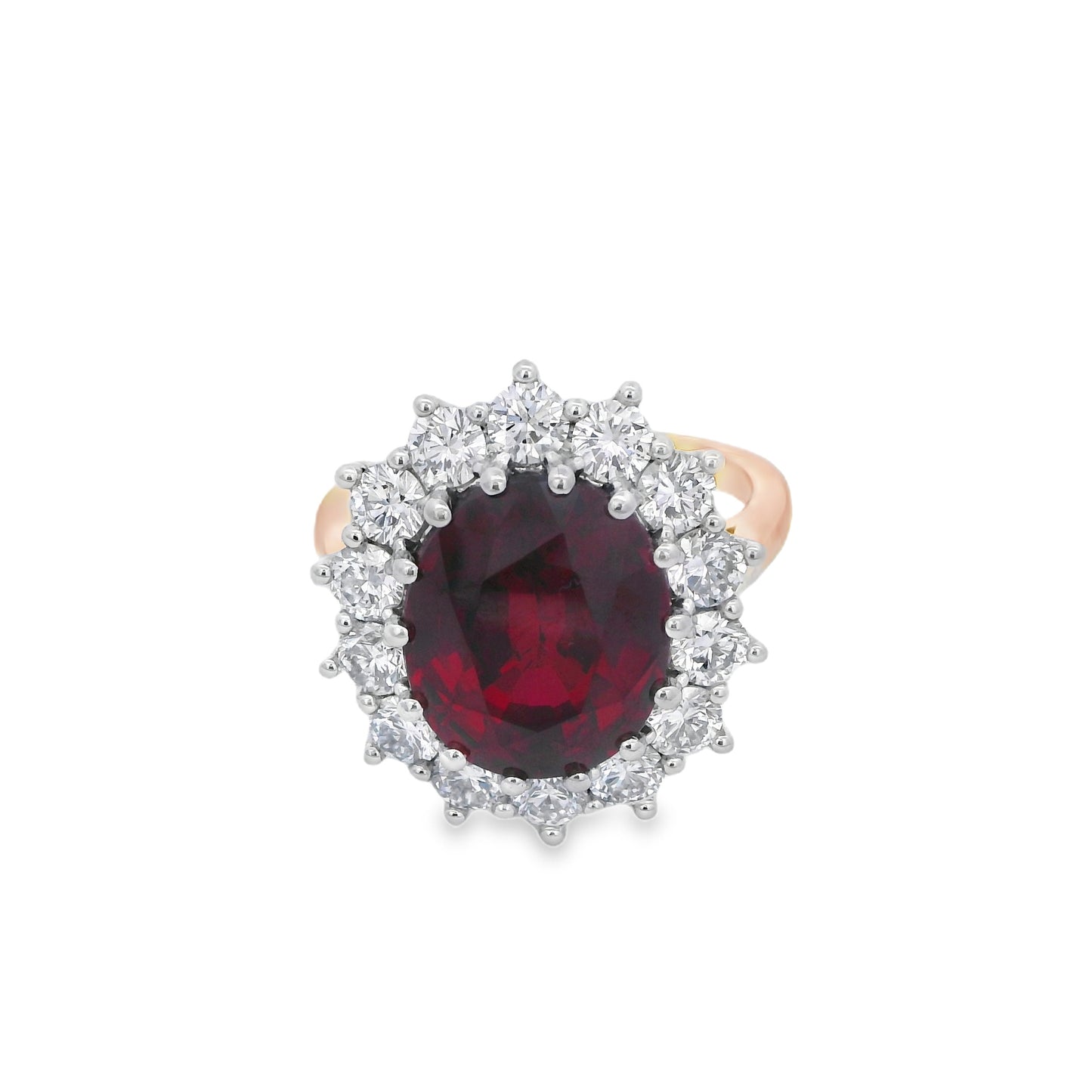 18ct Gold Lab Grown Ruby & Diamond Cluster Ring