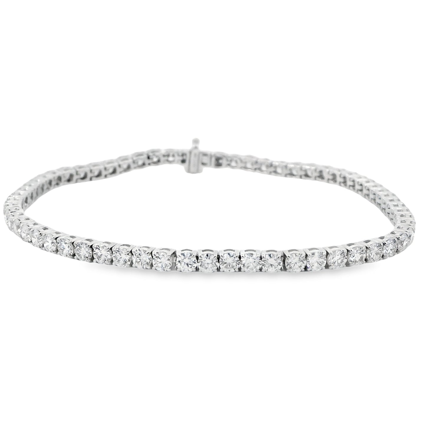 18ct White Gold Lab Grown Diamond Bracelet - Claw Set Brilliant Cut