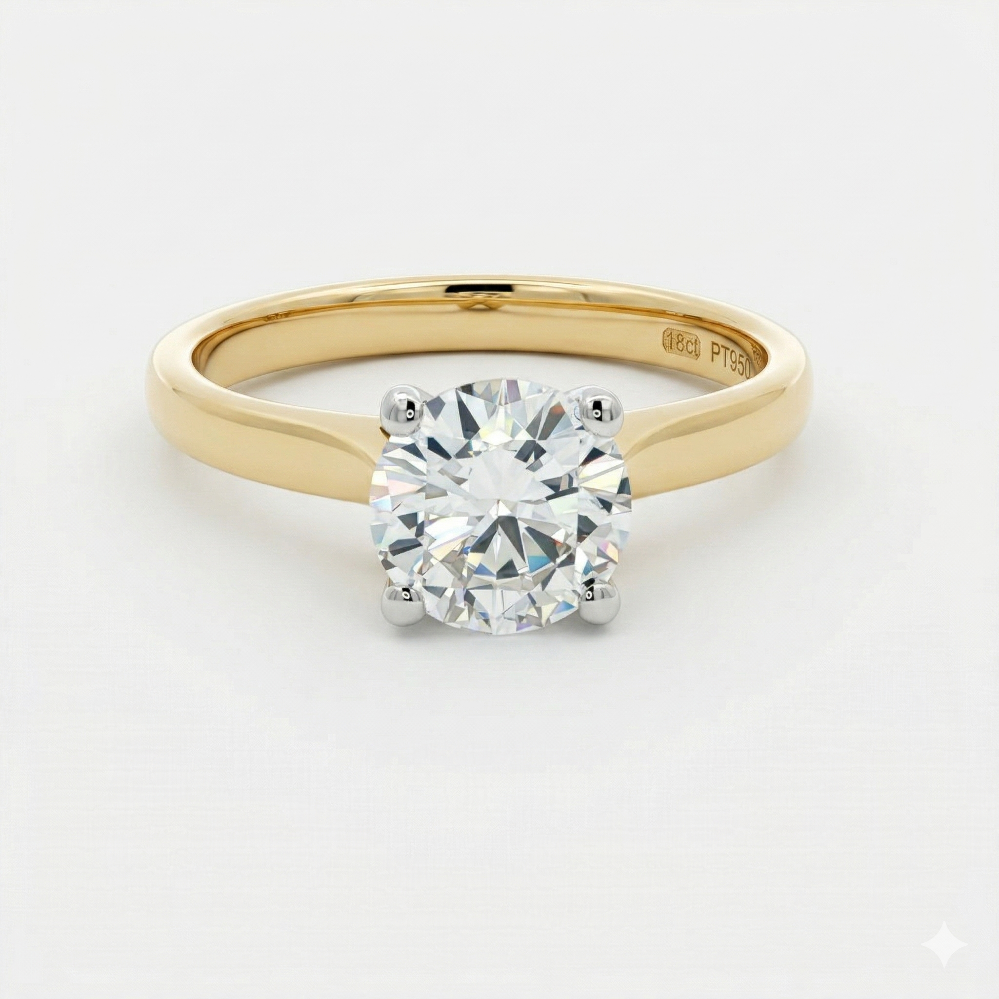 18ct Gold & Platinum Solitiare Diamond Ring 1.14ct H/VS2